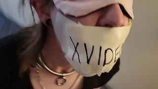 Blindfold Gagged Submissive Fuckdoll Bondage Verification photograph